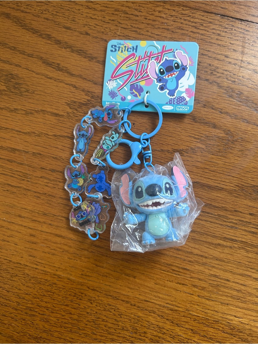 Disney Blue Stitch Character Keychain Charm with Colorful Accents